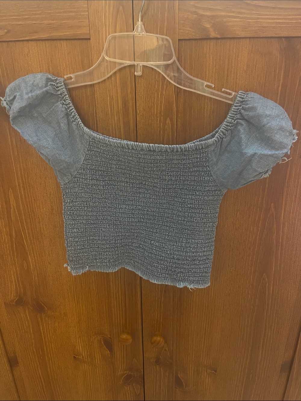 Forever 21 Light Blue Puff Sleeve Crop Top
